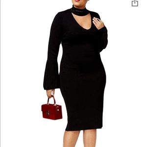 RACHEL Rachel Roy Beaded Neck Bell Sleeve Dress